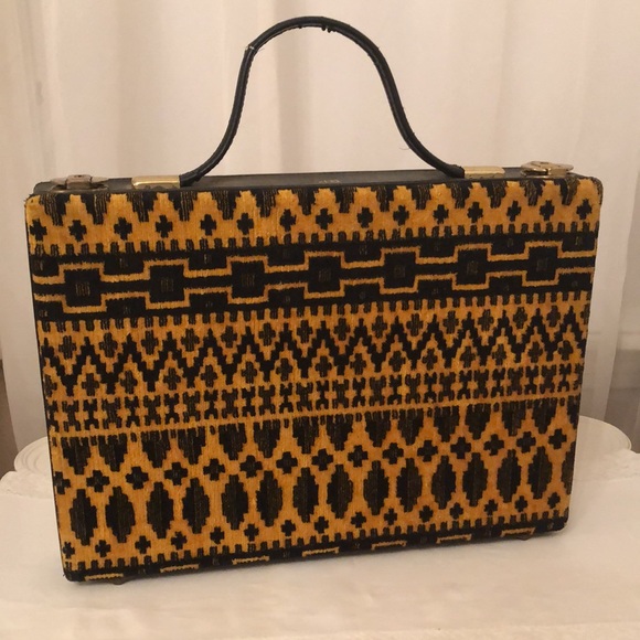 Trendy Rare Vintage Black & Mustard Briefcase🎊 - Picture 1 of 15